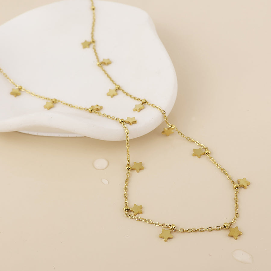 Starry Stainless Steel Gold Plated Little Stars Necklace