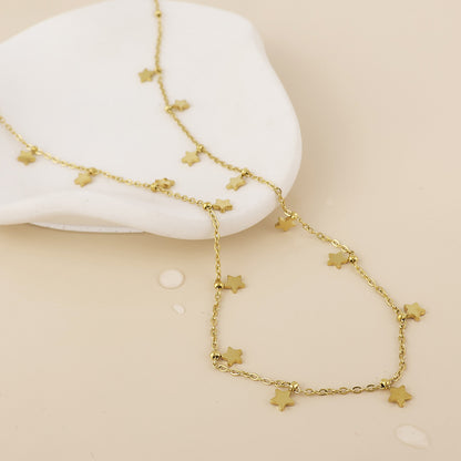 Starry Stainless Steel Gold Plated Little Stars Necklace
