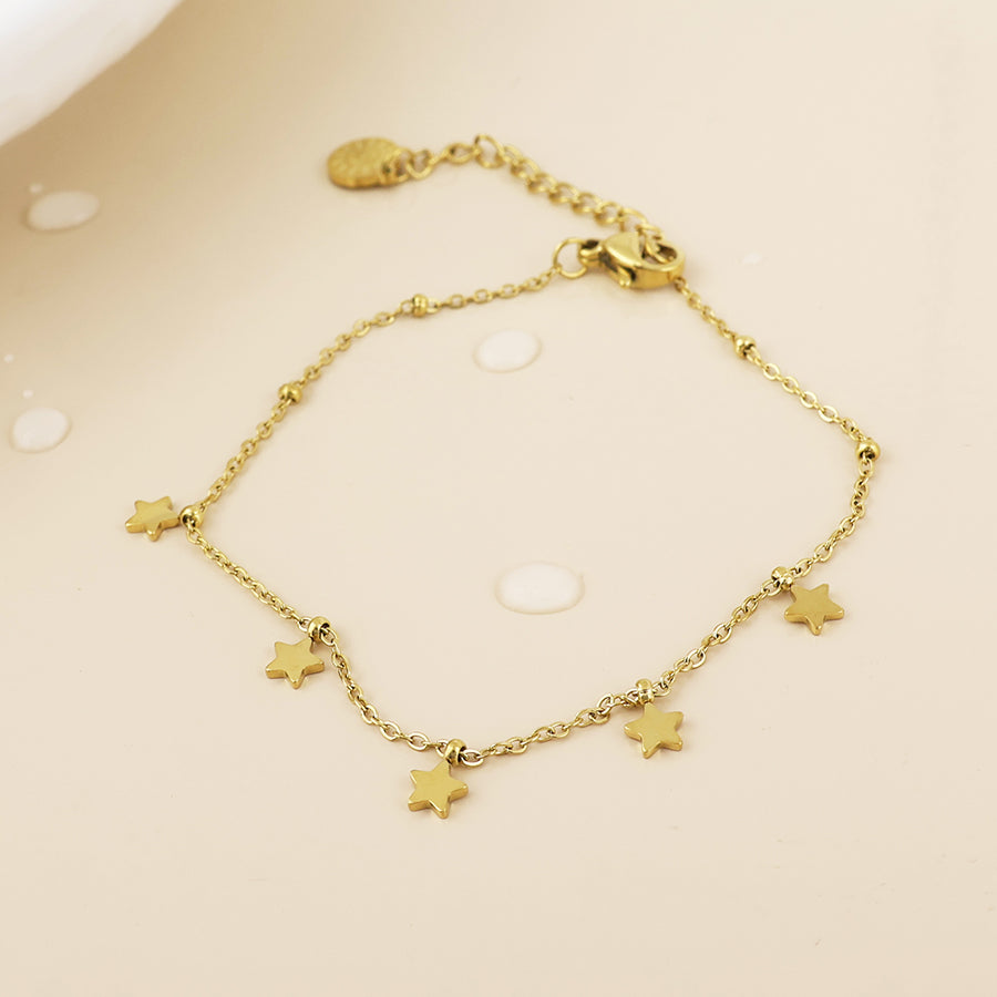 Starry Stainless Steel Gold Plated Little Stars Bracelet