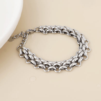 Venetia Stainless Steel Platinum Plated Chunky Panther Chain Bracelet