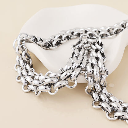 Venetia Stainless Steel Platinum Plated Chunky Panther Chain Necklace