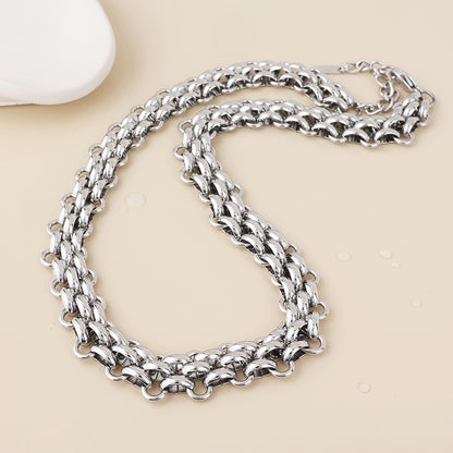 Venetia Stainless Steel Platinum Plated Chunky Panther Chain Necklace