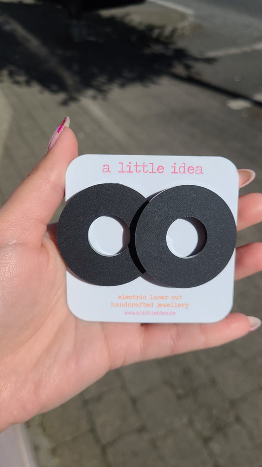 Big Circle Black Earrings