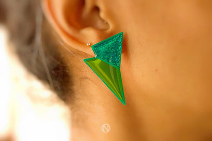 Bolt Statement Stud Earrings Green