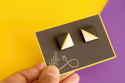 Tetra Stud Earrings Black and White