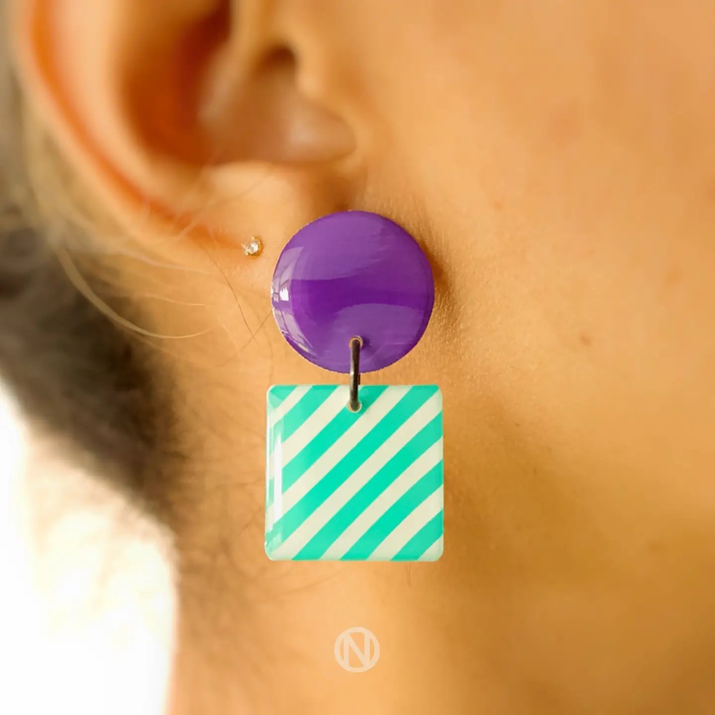Purple and Blue Stripe Earrings