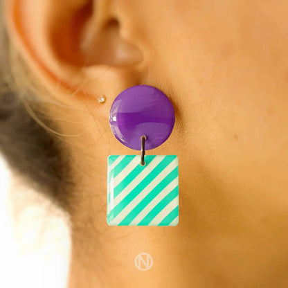 Purple and Blue Stripe Earrings