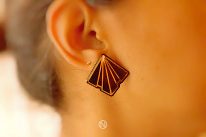 Art Deco Black and Gold Stud Earrings