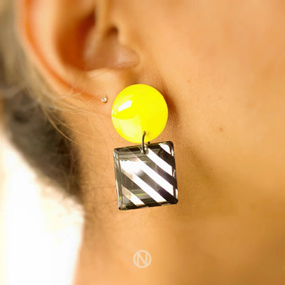 Yellow and Black Stripe Earrings