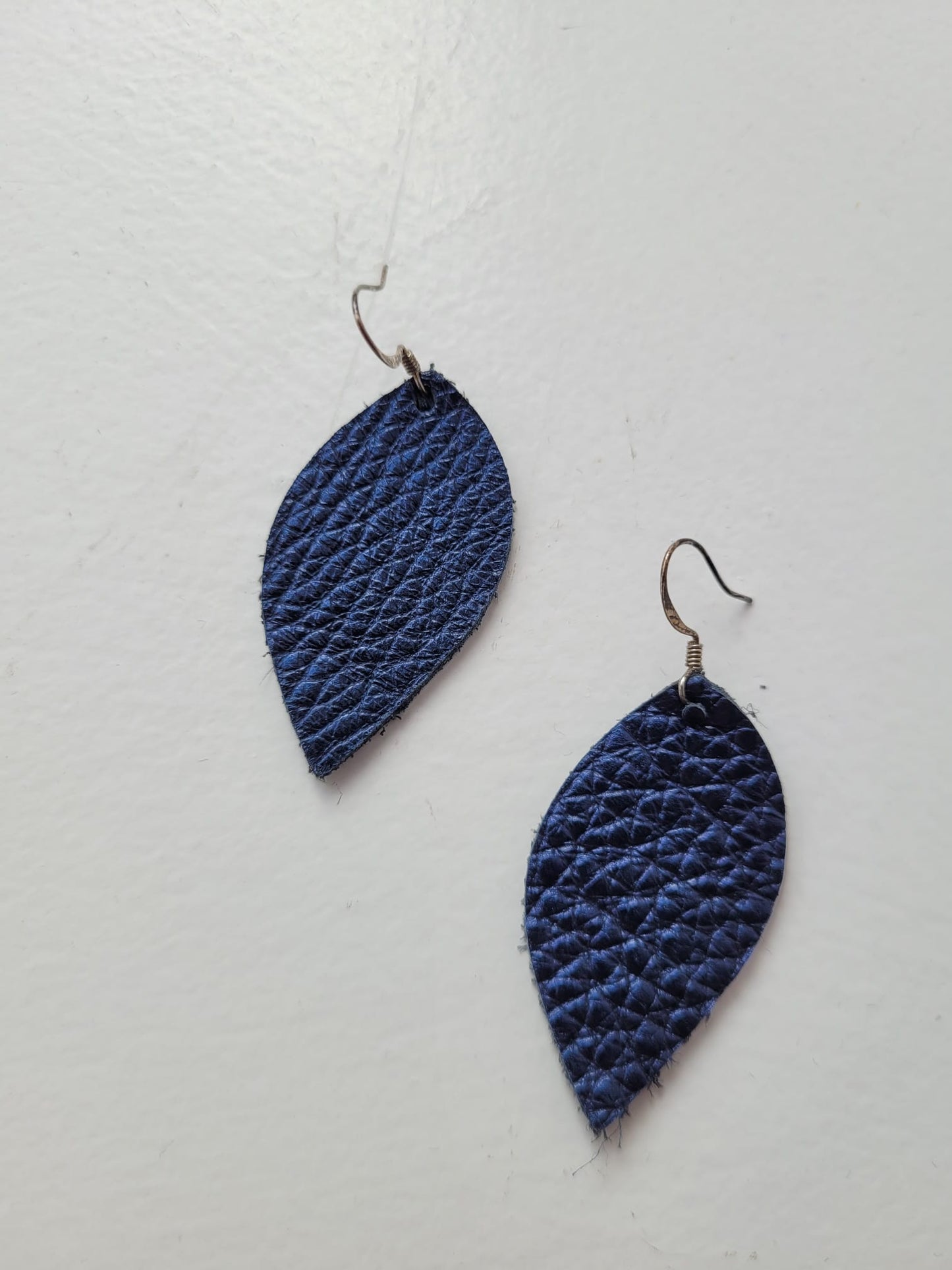 Small Leaf Earrings Navy