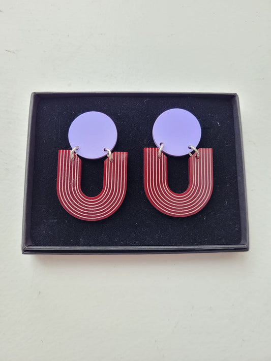 Arc Lilac and Wine Earrings