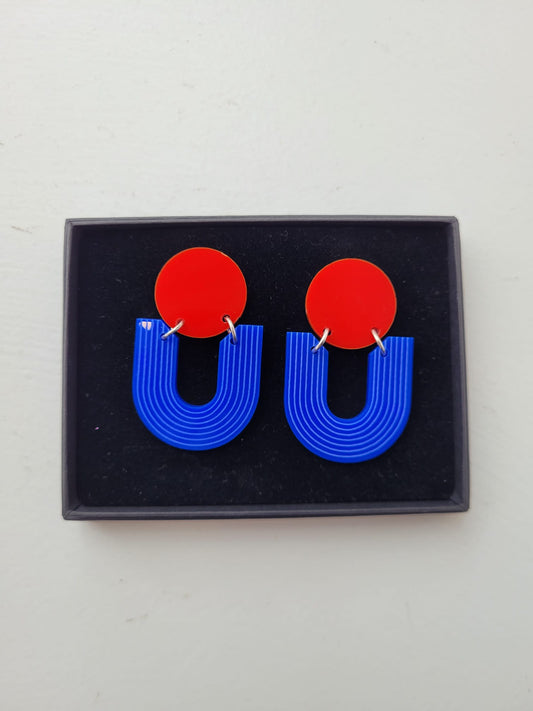 Arc Red and Blue Earrings