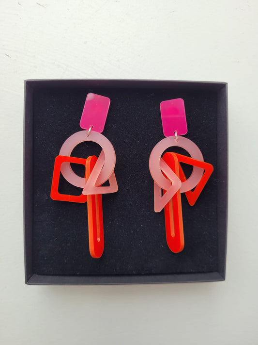 Throwing Shapes Pink and Red Earrings
