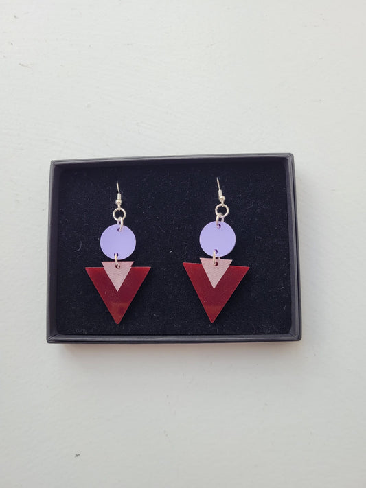 Arrow Lilac and Wine Earrings