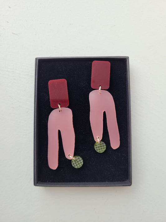 Eau Wine and Pink Earrings