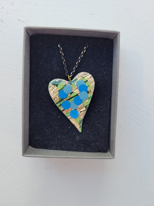Crush Heart Necklace Green