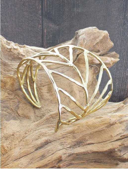 Beaten Leaf Cuff Gold