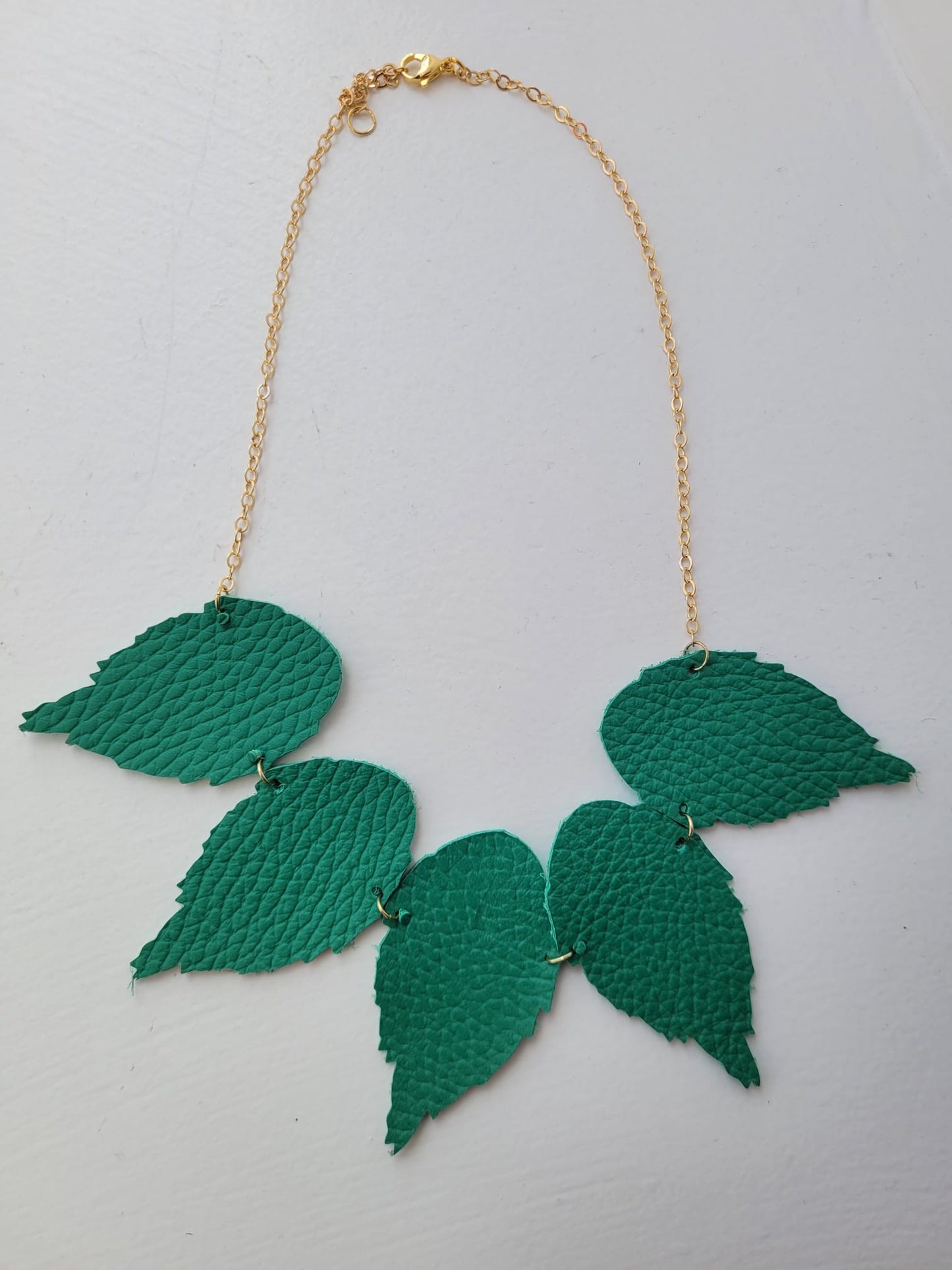 5 Leather Leaf Necklace