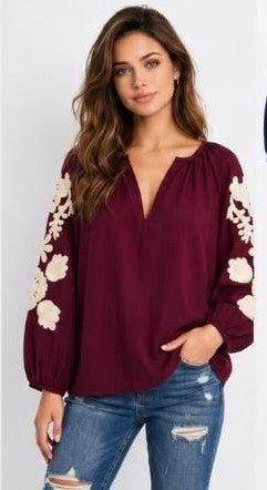 Retro Blouse with Embroidered Details