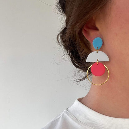 Cascade Blue Grey Peach Earrings