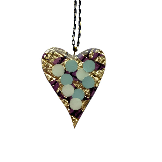 Crush Heart Necklace Deep Purple