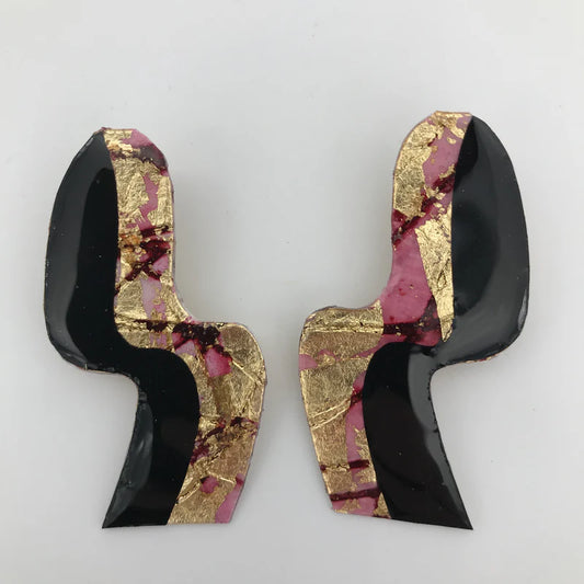 Swerve Post Earrings Gold/Red