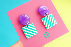 Purple and Blue Stripe Earrings