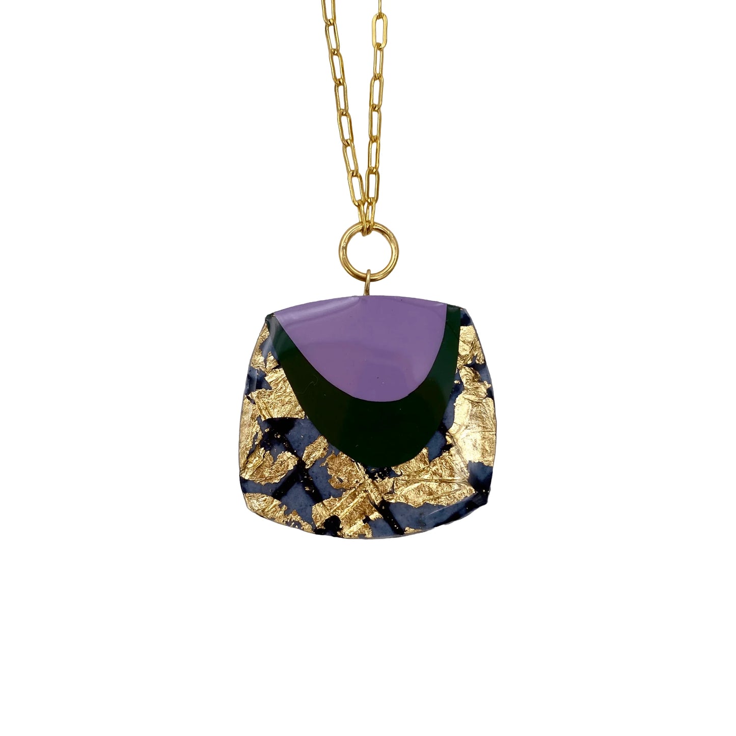 M’anam sgraffito necklace in black/gold/lilac/olive