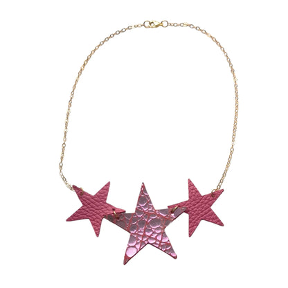 Réalt Leather Star Necklace Pink Shimmer