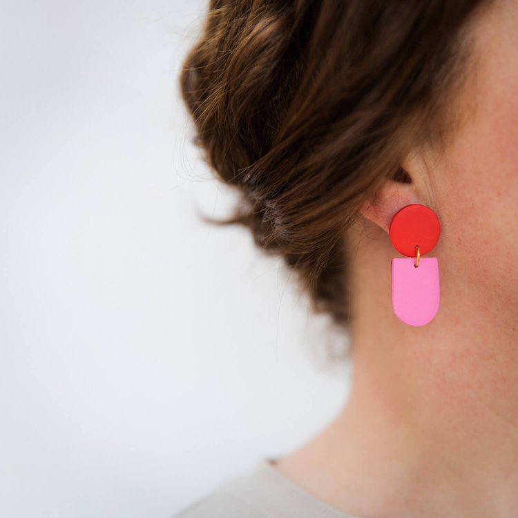 Tengae Red Pink Earrings