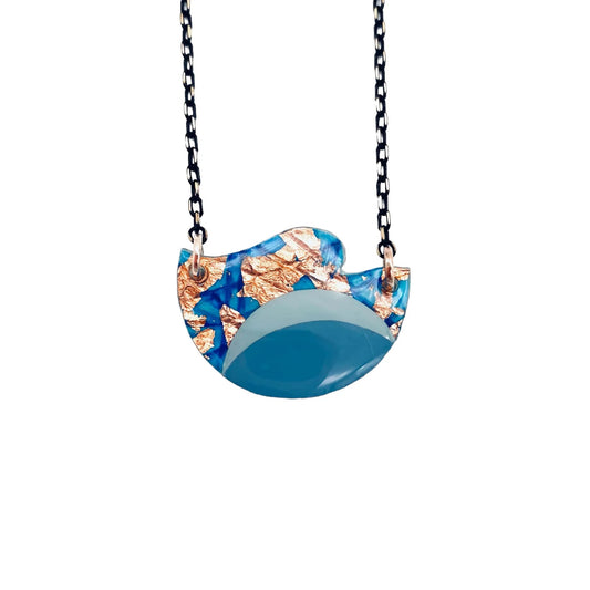 Tonn sgraffito necklace in turquoise/blues/rose-gold